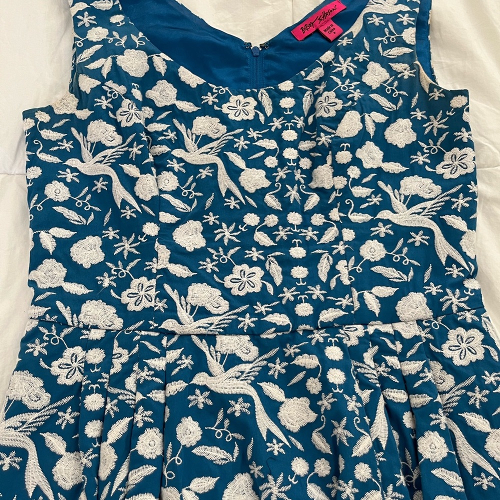Betsey Johnson Teal Dress with White Floral Design